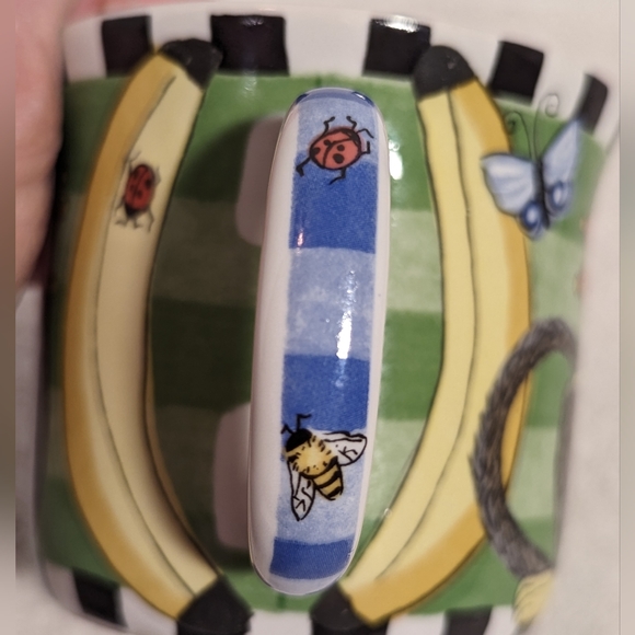 Peas and Thank You Monkey Mug by Kelly Barnes Rightsell 3” Tall x 3 1/4" Wide - Picture 5 of 9